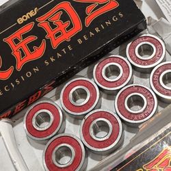 BONES REDS Skateboard Bearings 8-Pack 8mm Precision Size 608 