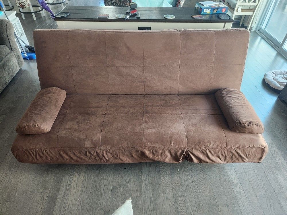 Brown Adjusting Headrest Futon