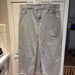 BDG size XL long light gray jean skirt frayed hem