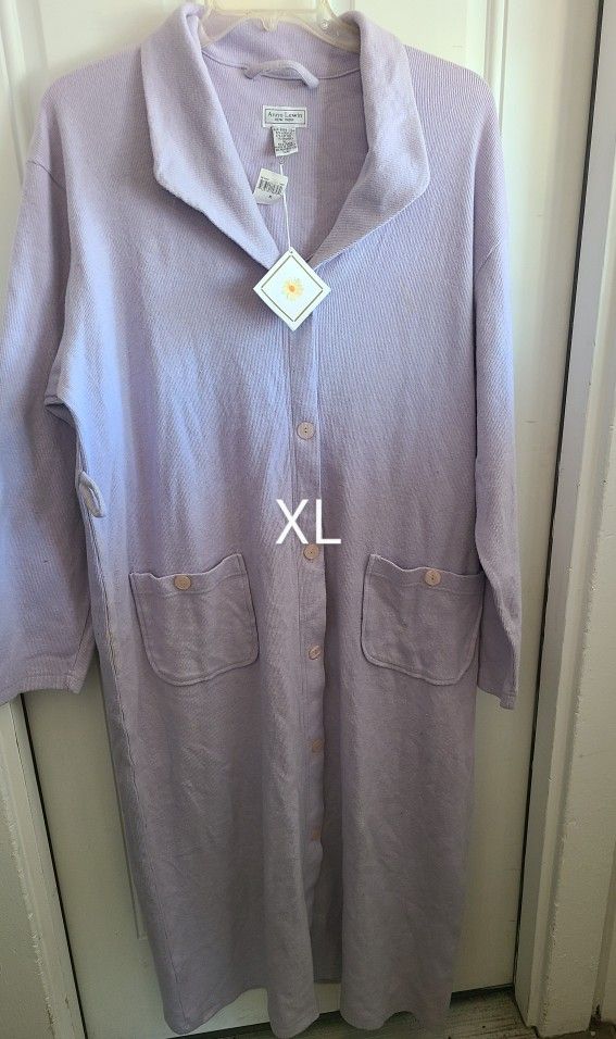 NEW TAGS Anne Lewin New York Lingerie, robe or pajamas XL or 16. 51% acrylic, 47% cotton, 2% spandex. Like a very soft brushed lavender corduroy, No b