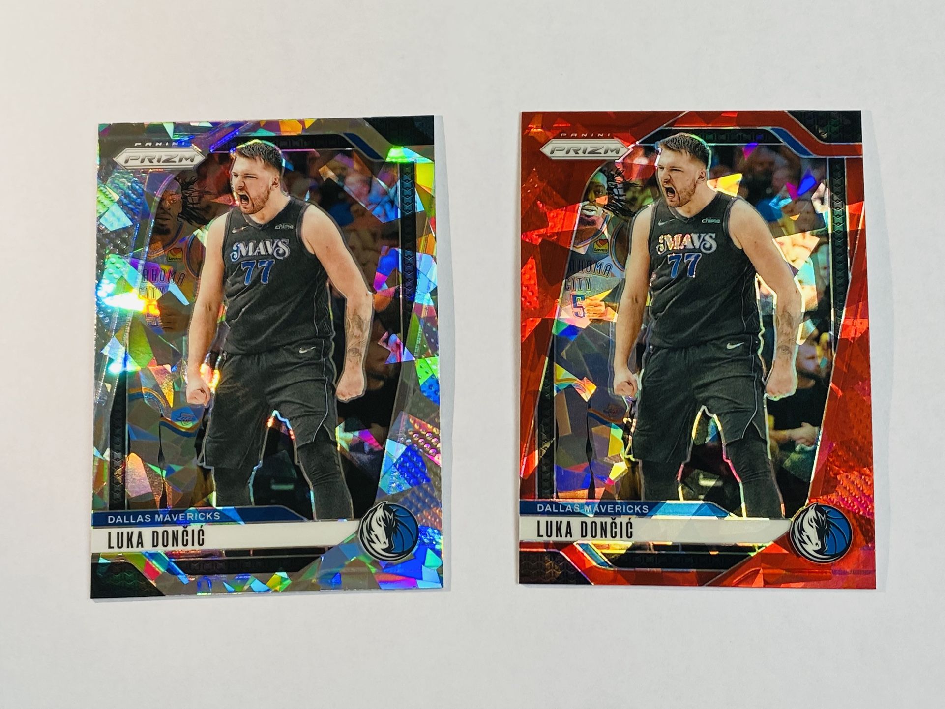 2024-25 Panini Prizm Basketball Luka Doncic #89 Cracked Ice and Red Ice Prizms