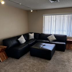 Navy Blue 5 Piece Sectional leather couch
