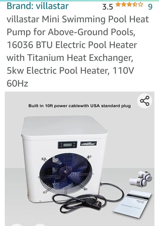 Villastar Mini Pool Heat Pump 120v for Sale in El Cajon, CA - OfferUp