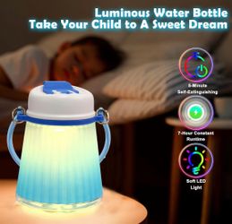 Brand new! Reusable Portable Water Bottle with 4-Color LED Night Light, Portable Cup with Detachable Handle, Ideal for Travel, Camping & Father's Day 