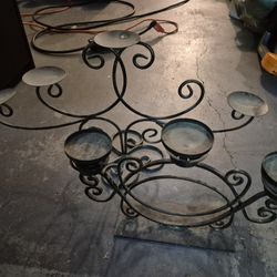 2 Metal Candle Holders - One Holds 3, The Other Holds 4 - Selling Both