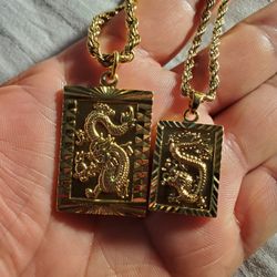 🐉 Dragon Necklaces Pair For Male And Female  With Chain 