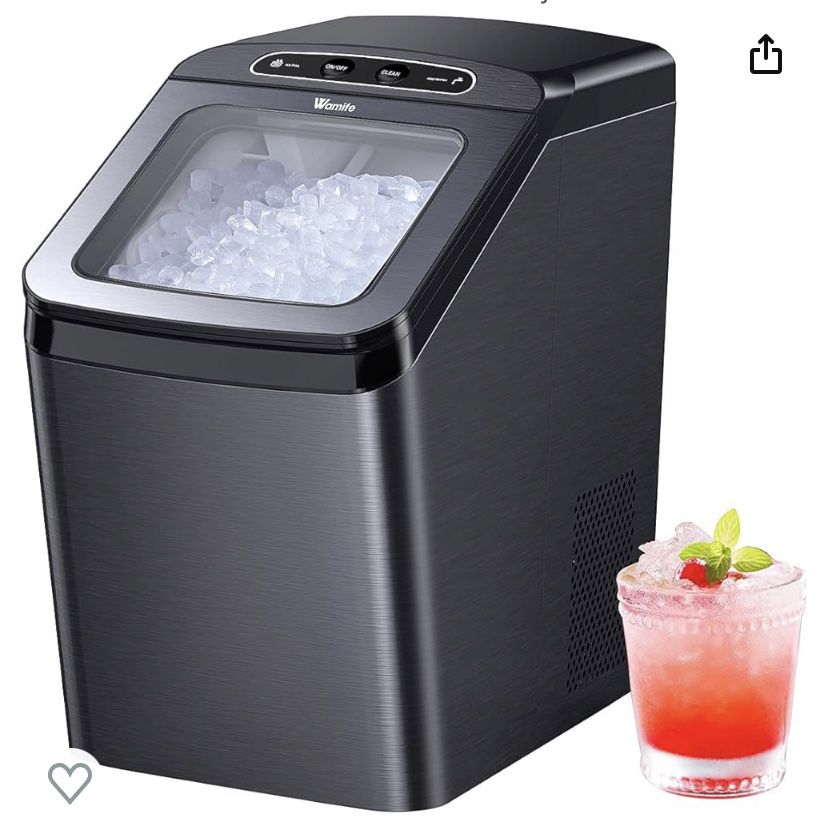 Wamife Countertop Self Cleaning Stainless Steel Nugget Ice Maker