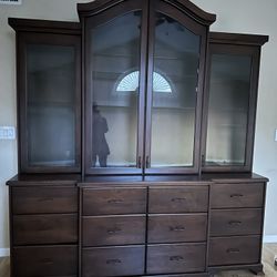 Large Glass Door Dresser And Cabinet