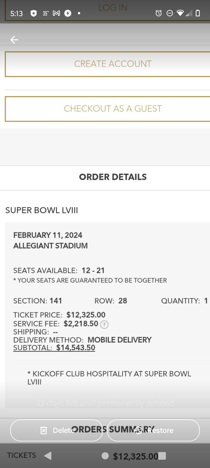 Selling My Super Bowl Ticket
