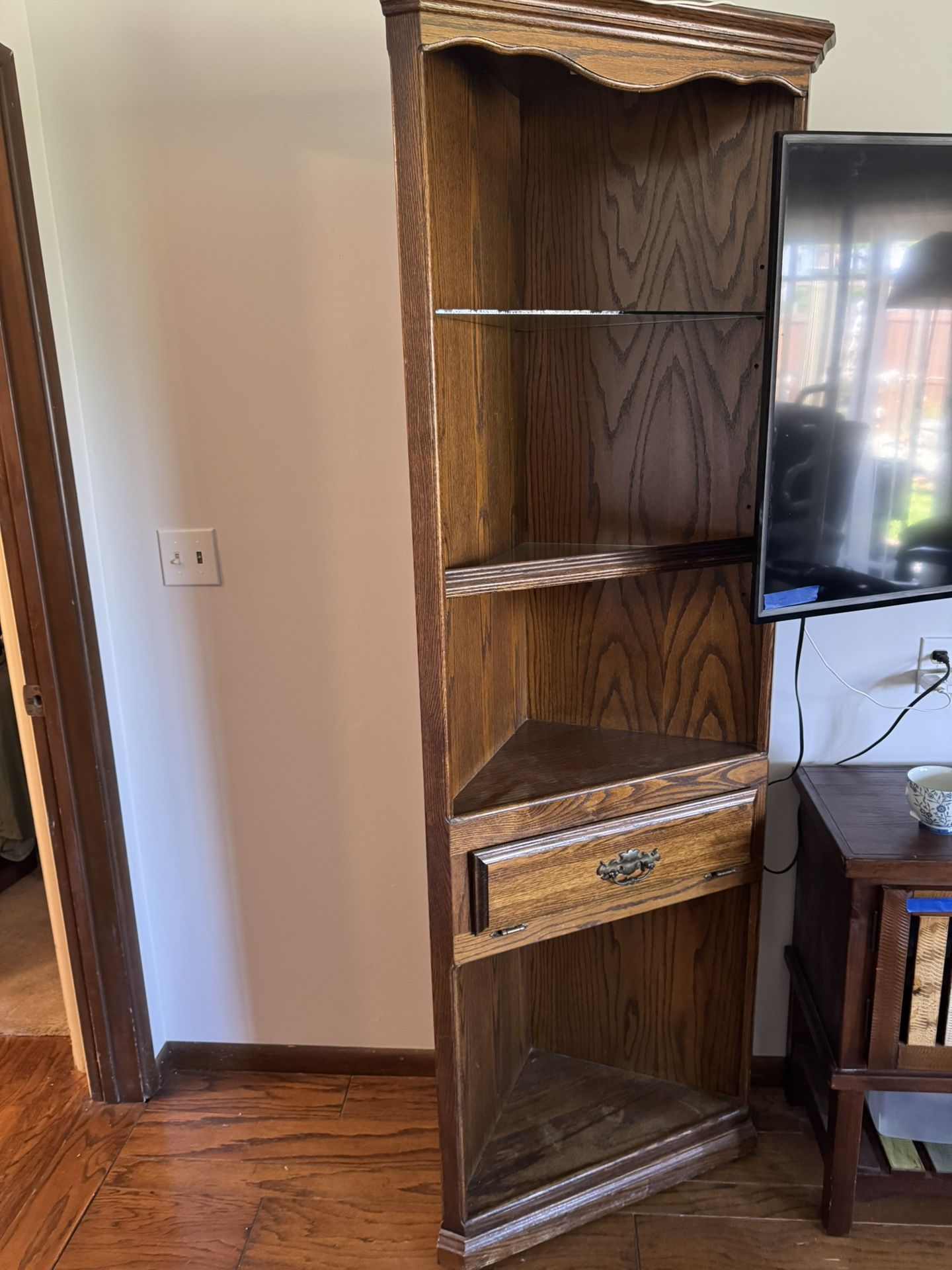 Wooden Corner Shelf Cabinet Display Stand 