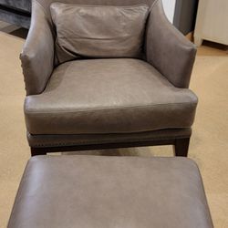 Classic Leather Chair and Ottoman 
