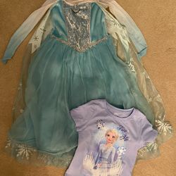 Disney Elsa Dress And Tee Shirt 7/8 & 10