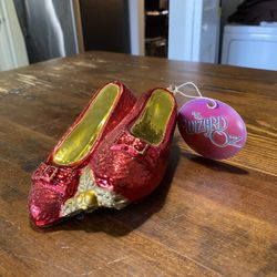 1998 Kurt Adler Komozia Polonaise Glass Ornament-Wizard Of Oz Ruby Slippers