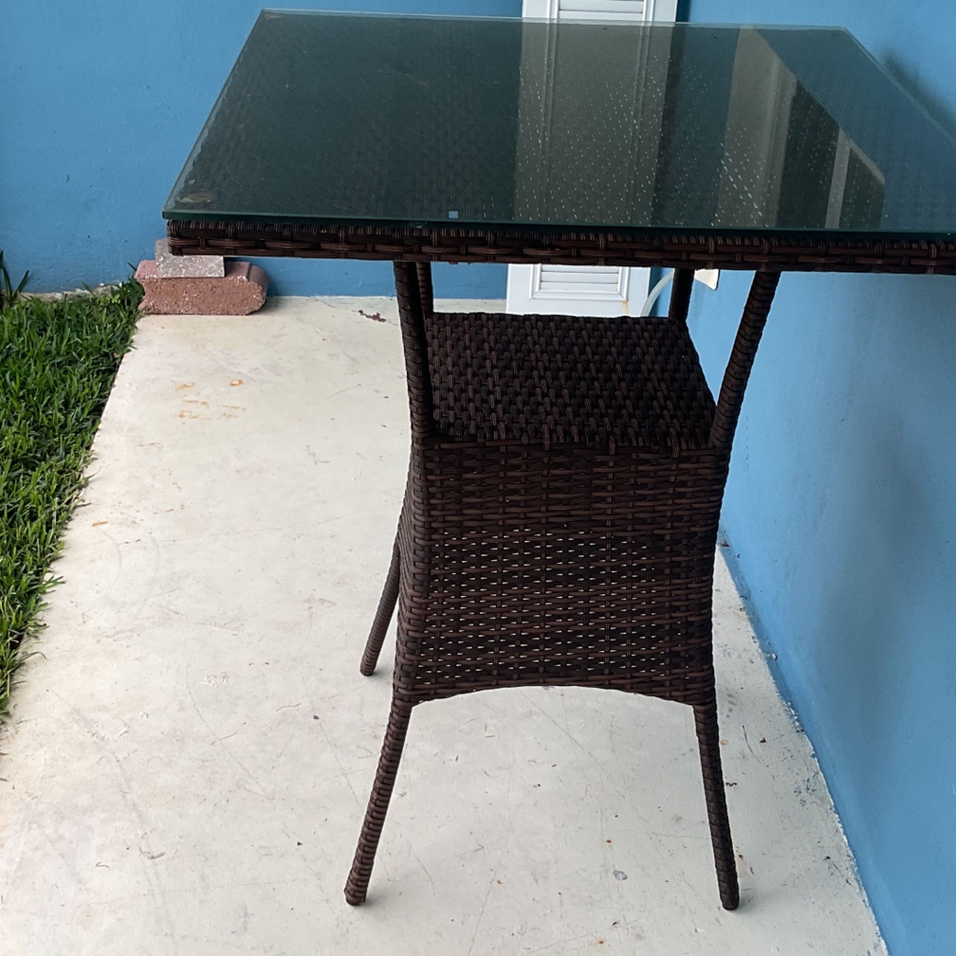 Rattan Bar Height Table 41” Tall 31.5 X 31.5 square