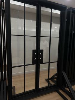 Victor-Modern Black Steel Double Entry Door 61x81”