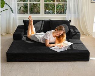 Black Corduroy Convertible Sofa Bed.brand new in box