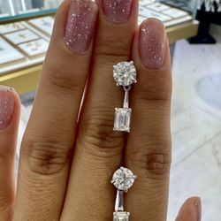 Round studs with emerald earring jacket 3.50ctw