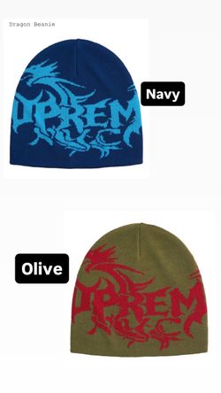 Supreme FW26’ week 5 Dragon Beanie Navy, & Olive