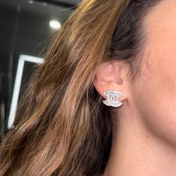 Luxury Earrings CC 925 Sterling Silver Designer Round Trendy Classy Elegant Party Event Prom