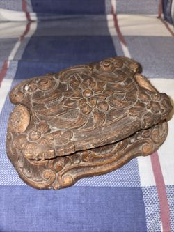 Vintage carved wooden jewelry box