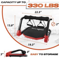 330LBS Ab Crunch Machine, Six Pack Training Machine, Situp Lockable With Ergonomic Foam Handle & 2 Resistance Bands, Home Gym Exercise Equipment For T