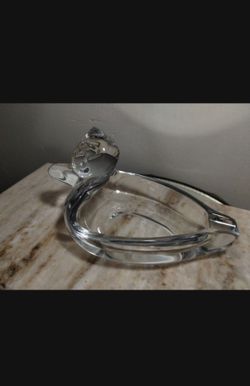 VINTAGE CRYSTAL - GLASS DUCK ASHTRAY 8"×4.5" / C20