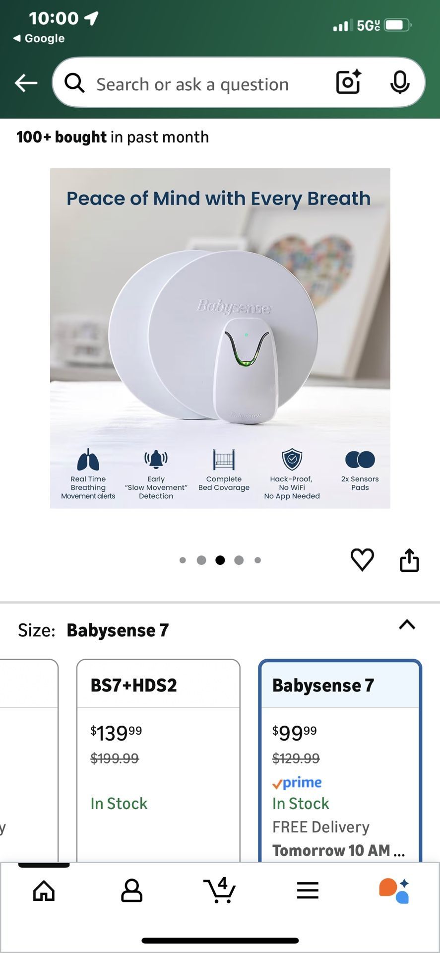Babysense 7 Baby Sleep Breathing Movement Monitor for Newborn and Infants, No WiFi, Non Wearable, Non Contact Monitor with 2 Under-Mattress Sensors fo