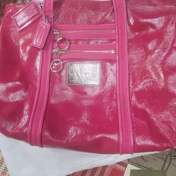 Coach Large Bright Pink Leather Purse 