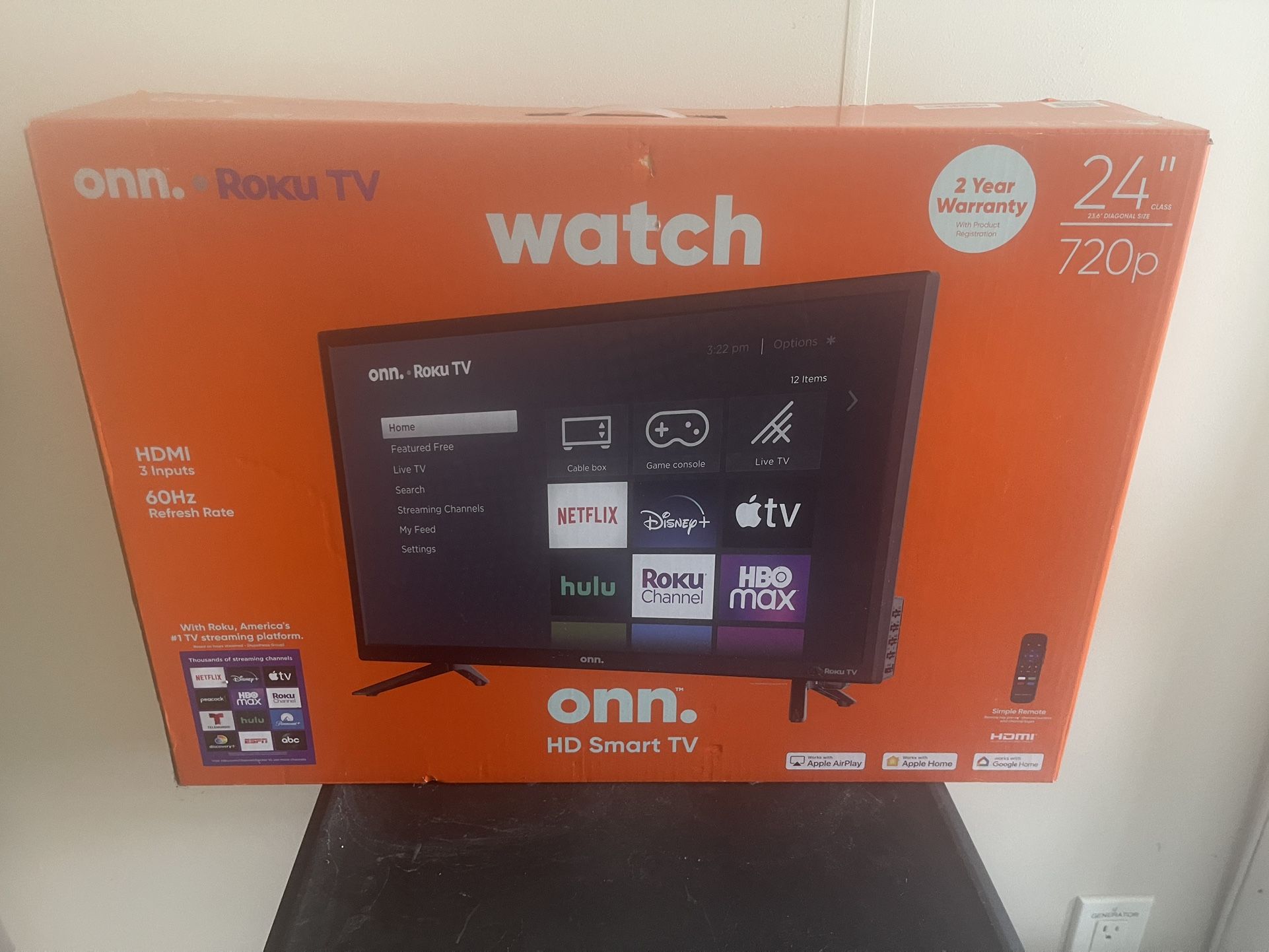 Onn 24”  LED Roku Smart Television - New In Box