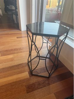 2x black metal end tables