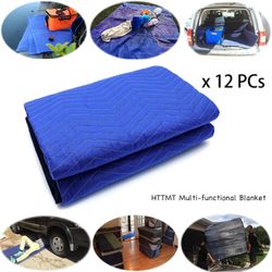 72"x80" 12PCs(1Box) Thick Furniture Moving Packing Blanket For Lift Shipping Supplies Secure Protecting Furniture Pads Fishing ET-HOME004-BLUE