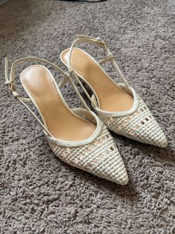 Nine West Woven Slingback Pointed-Toe Heels