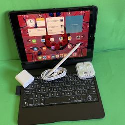 Apple IPad 9th Generation (10.2” Retina /Touch ID /IOS 18/ 2021 Model) 64GB with Pen, Keyboard  & Accessories 