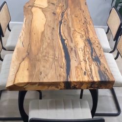 Hand Made Wood Epoxy Resin Dining Table 