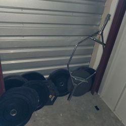 Chrome-plated Olympic trap bar (hex bar) with 4-45 lb Bumper or Olympic Plates