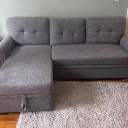 GRAY SLEEPER SECTIONAL - STORAGE & USB chargers