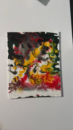 “Fiery Flow”Original Vibrant Abstract Fluid Pour Painting on Canvas