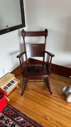 Wood, Opal and Cowhide rocking chair