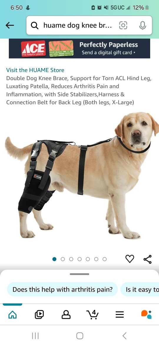Double Dog Knee Brace, Support for Torn ACL Hind Leg, Luxating Patella, Reduces Arthritis Pain and Inflammation, with Side Stabilizers