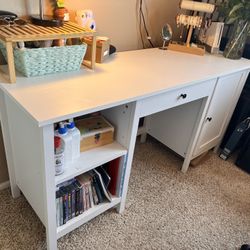 White Wooden Desk With Storage