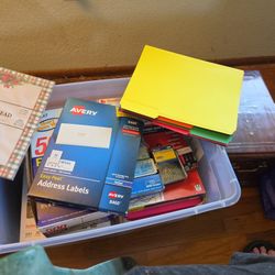 Office Supplies. 4 Pkg New Imageprint 20# Printer Paper. New Avery Address Labels. 250 Envelopes. 5 Pkg Standard Staples. 