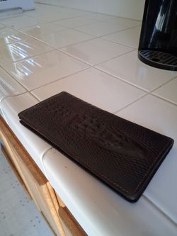 Vintage Kattee Gator Men's Genuine Leather Long Wallet for Checkbook, Credit Cards