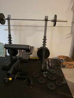 Weight Bench and Retro Fitness Weights