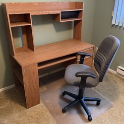 Mint Office Desk with Shelf, Office Chair & Floor 