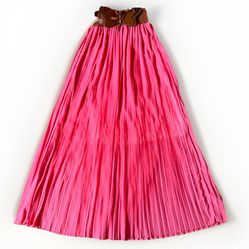 Women Size S Skirt Pleated Full Length Coral Red High Rise Low Rise Layered Used