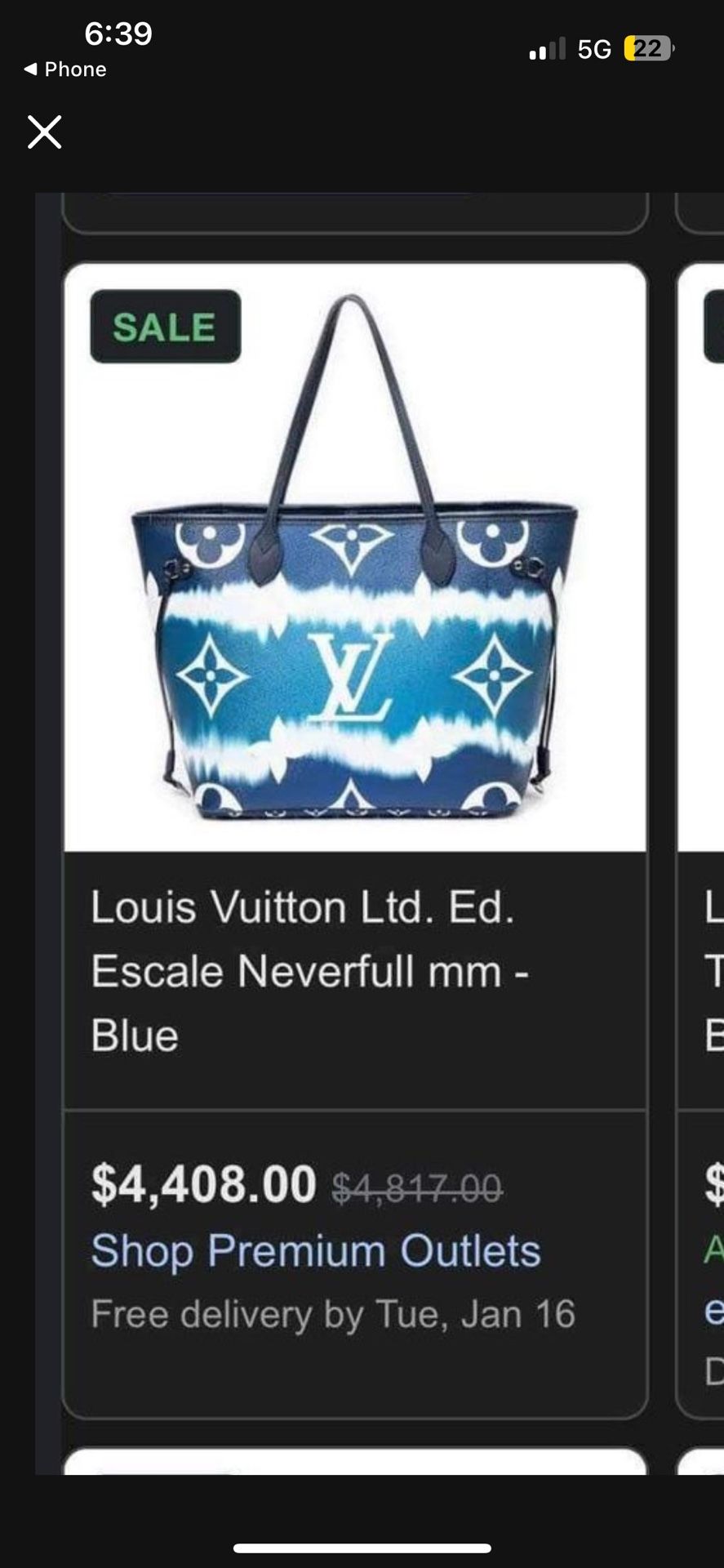 Real Louis Vuitton Blue Bag With Matching Wallet