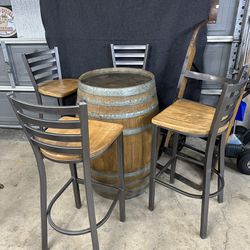 Wine Barrel Table Set Just In Time For Summer