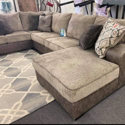 Brand New Ashley Chocolate Sectional Oversized 