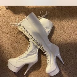 White Faux Leather Stiletto Pleasers 