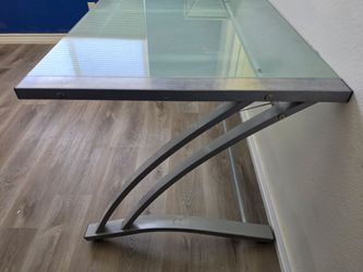 Modern Glass Desk with Matching Shelf